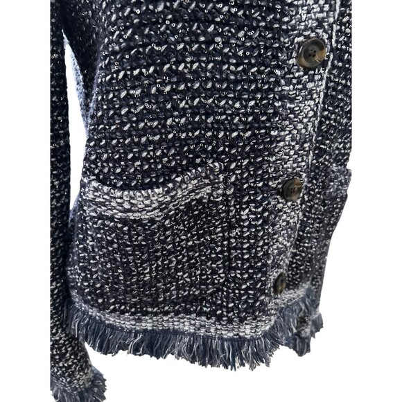 Women's Black and White Tweed Sweater - Picture 2 of 12